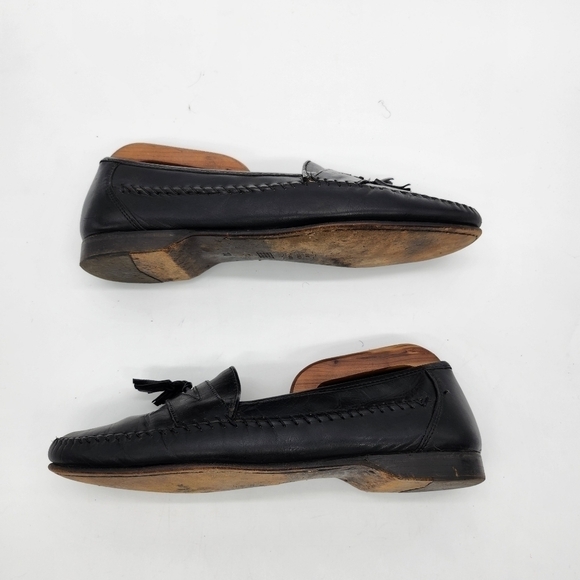 Bostonian Shoes Men 10 M Florentine Tassle Loafer Slip On Dress Black Leather - Picture 8 of 16